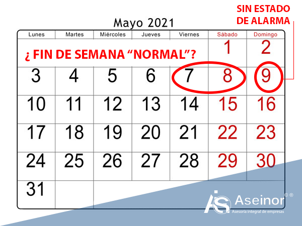 primer fin de semana anterior al final del estado de alarma